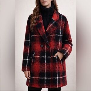 Red And Black Plaid Coat size Large